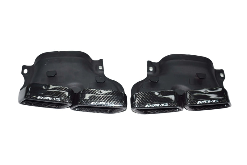 Carbon Fiber Exhaust Tips - 14-18 Mercedes Benz C-Class W205