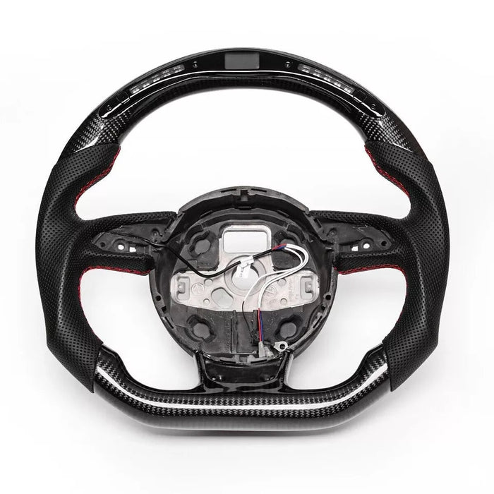 Carbon Fiber Steering Wheel w/ LED & Flat Bottom - Audi 2012-2016