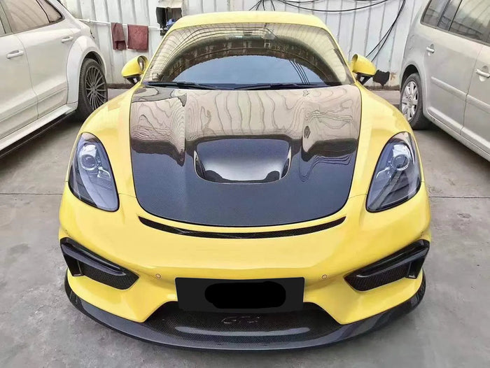 Carbon Fiber Vented GT4 Style Front Hood Bonnet - Porsche 718 Cayman /Boxster