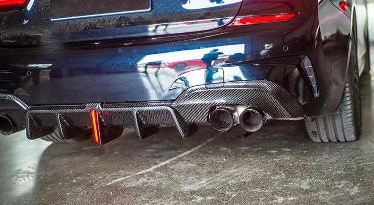Carbon Fiber K style Rear Diffuser w/ Brake Light - BMW 3 Series G20