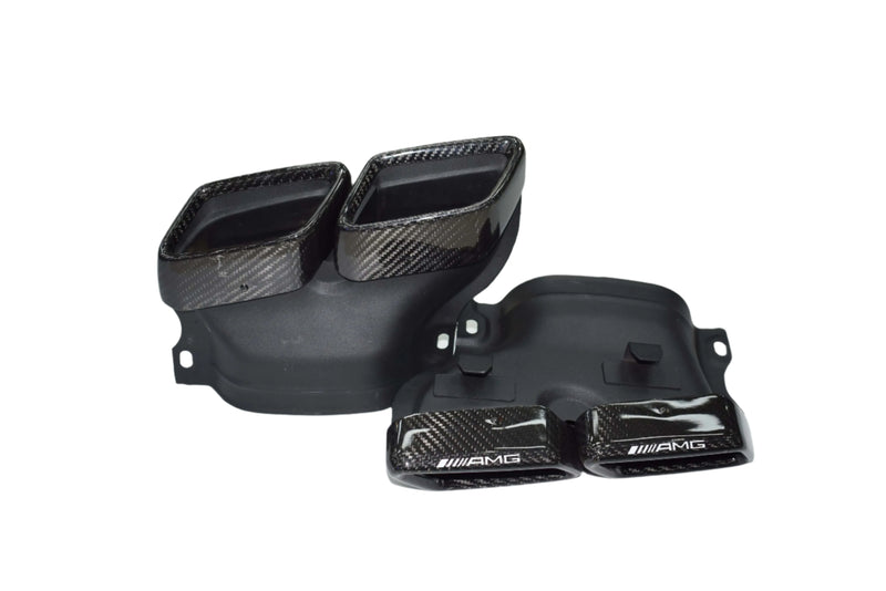 Carbon Fiber Exhaust Tips - 14-18 Mercedes Benz C-Class W205