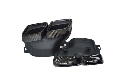 Carbon Fiber Exhaust Tips - 14-18 Mercedes Benz C-Class W205