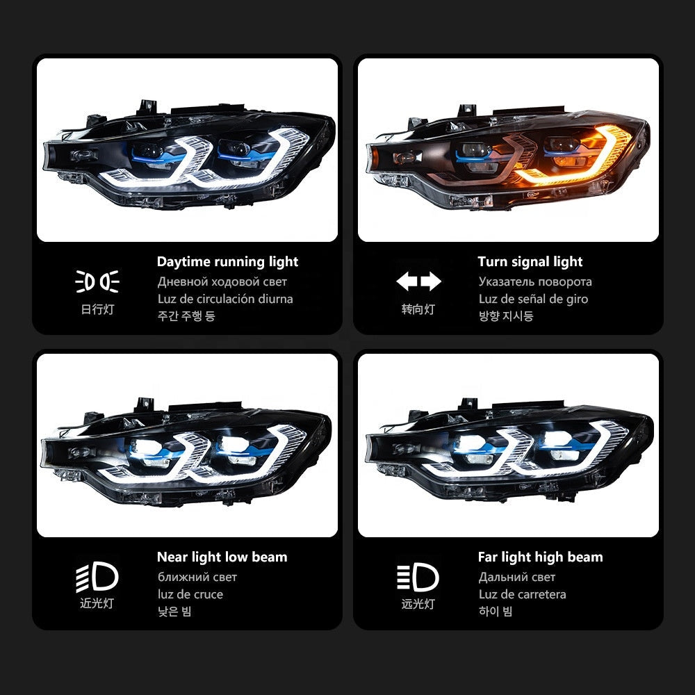 Dual Color LED Switchable G80 Laser Style Headlights - BMW 3 Series F30 F35 F80 2013-2018