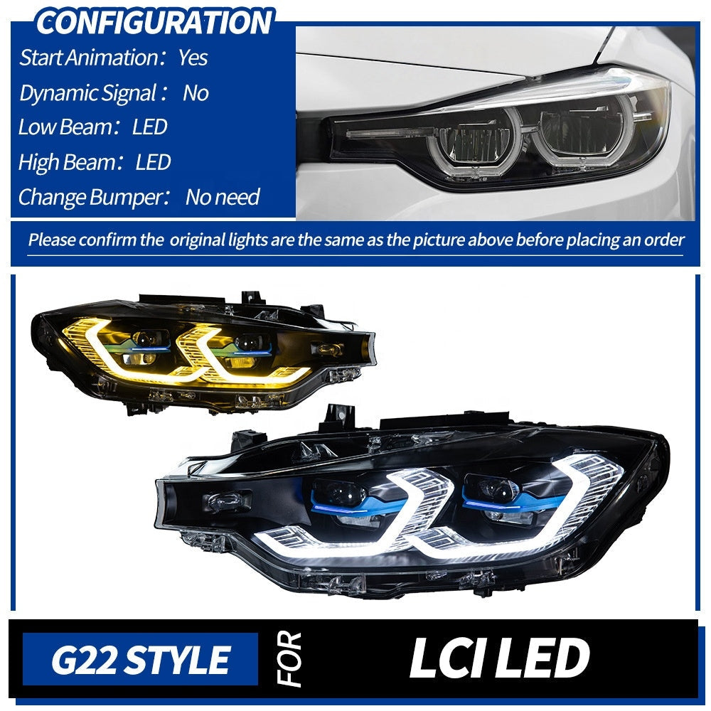Dual Color LED Switchable G80 Laser Style Headlights - BMW 3 Series F30 F35 F80 2013-2018