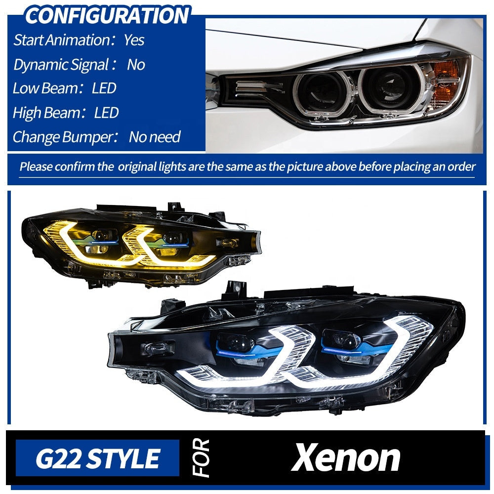 Dual Color LED Switchable G80 Laser Style Headlights - BMW 3 Series F30 F35 F80 2013-2018