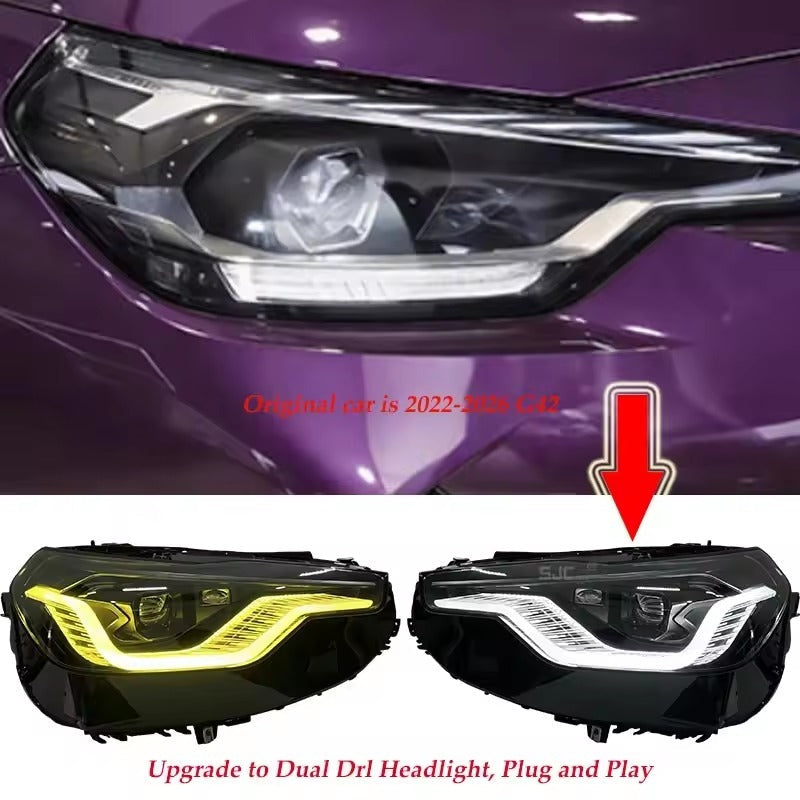 Full LED Headlight Upgrade Dual Color Yellow White DRL Plug and Play - BMW 2 Series M2 G42 2022-2026