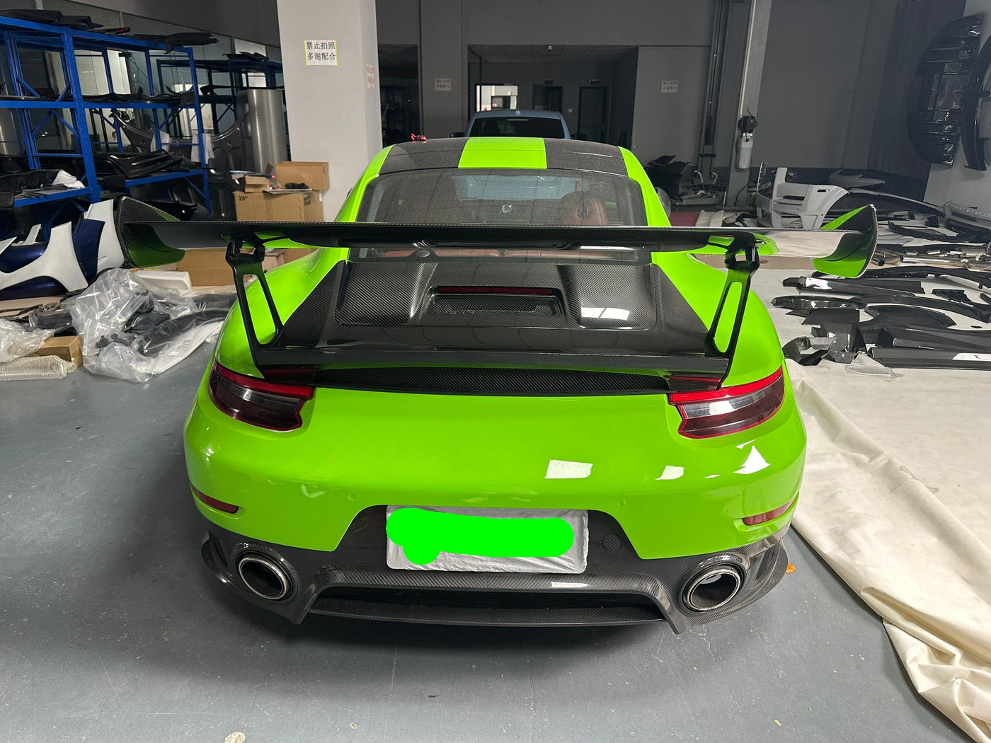 GT2RS Style Dry Carbon Fiber Rear wing w/ Carbon Fiber Trunk - 2016-2019 Porsche 911 991.2 Carrera & S & 4S
