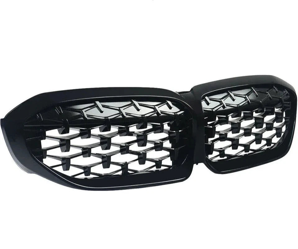 Gloss Black Diamond style Front Grilles - BMW G20 / G28 3 Series