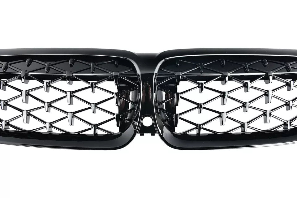 Gloss Black Diamond style Front Grilles - BMW G20 / G28 3 Series