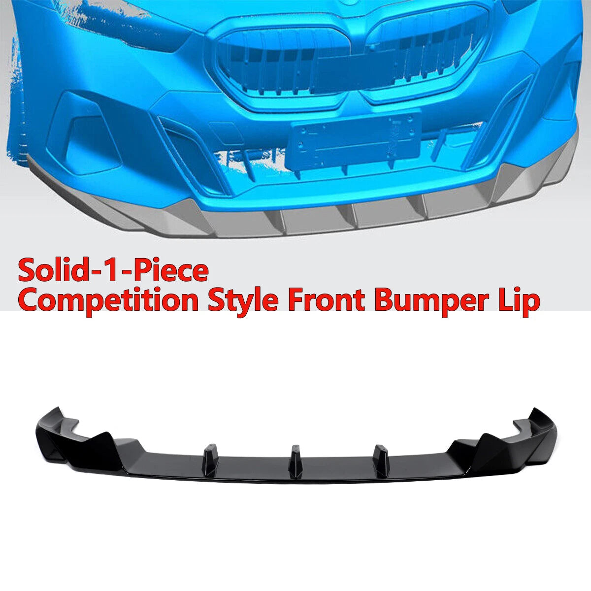 Gloss Black Front Bumper Spoiler Lip Splitter V2 - BMW 5 Series G60 G61 2024+