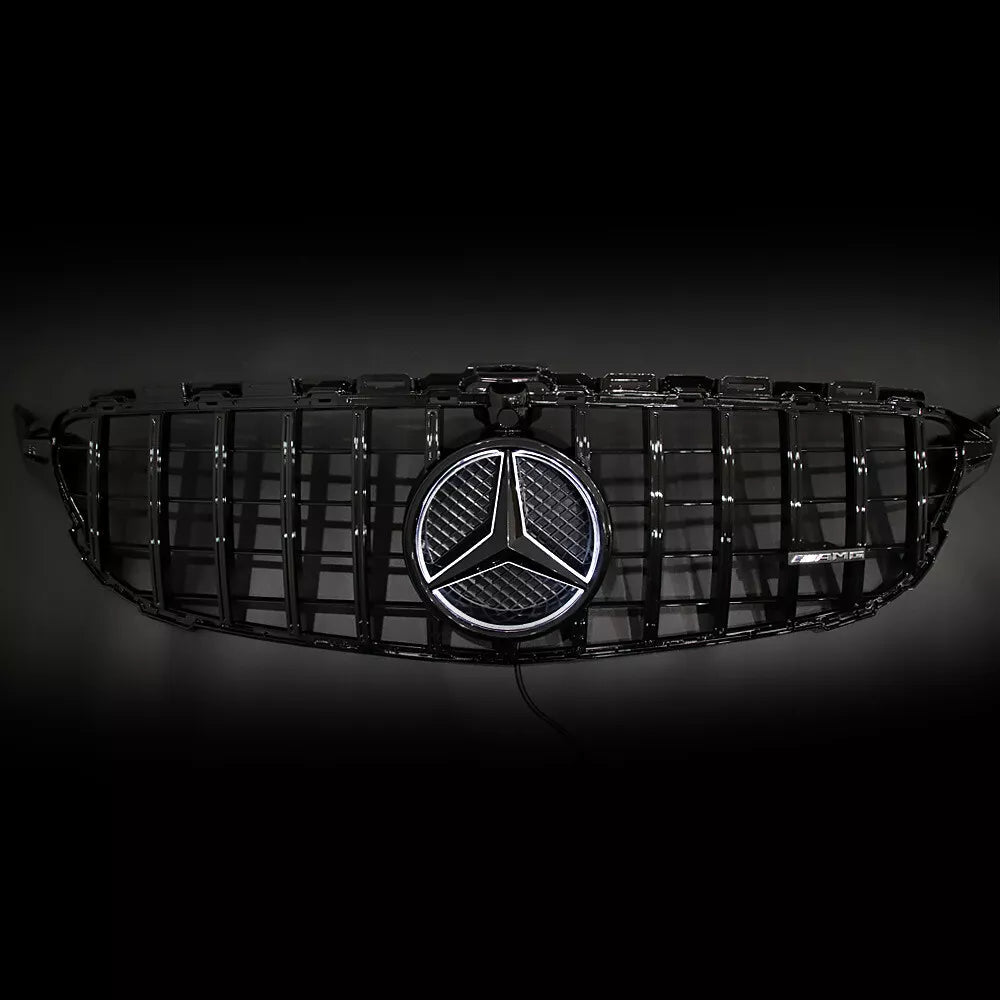 Gloss Black Front Grille w/ LED Logo - Mercedes Benz W205 C43 C250 C300