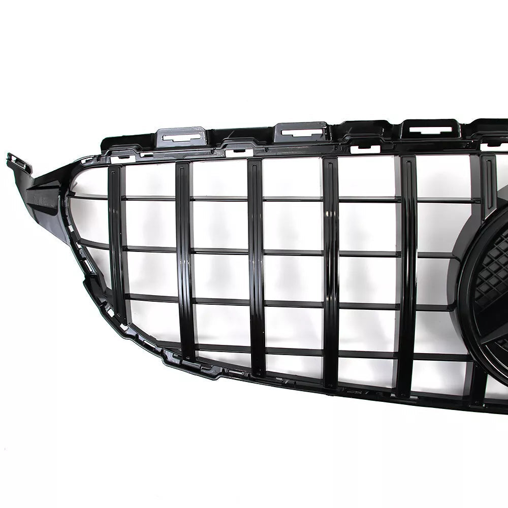 Gloss Black GT Style Front Grille W/ Emblem For Mercedes Benz W205 2015-2018 C-Class C300