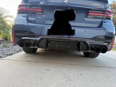Gloss Black Rear Bumper Diffuser M Competition style - 17-23 BMW G30 5 Series