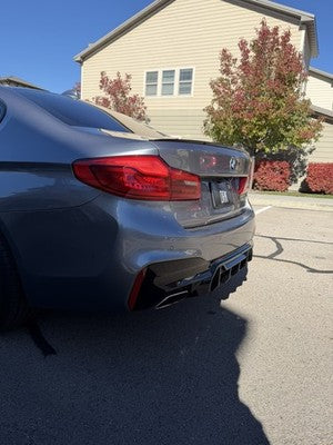 Gloss Black Rear Bumper Diffuser M Competition style - 17-23 BMW G30 5 Series