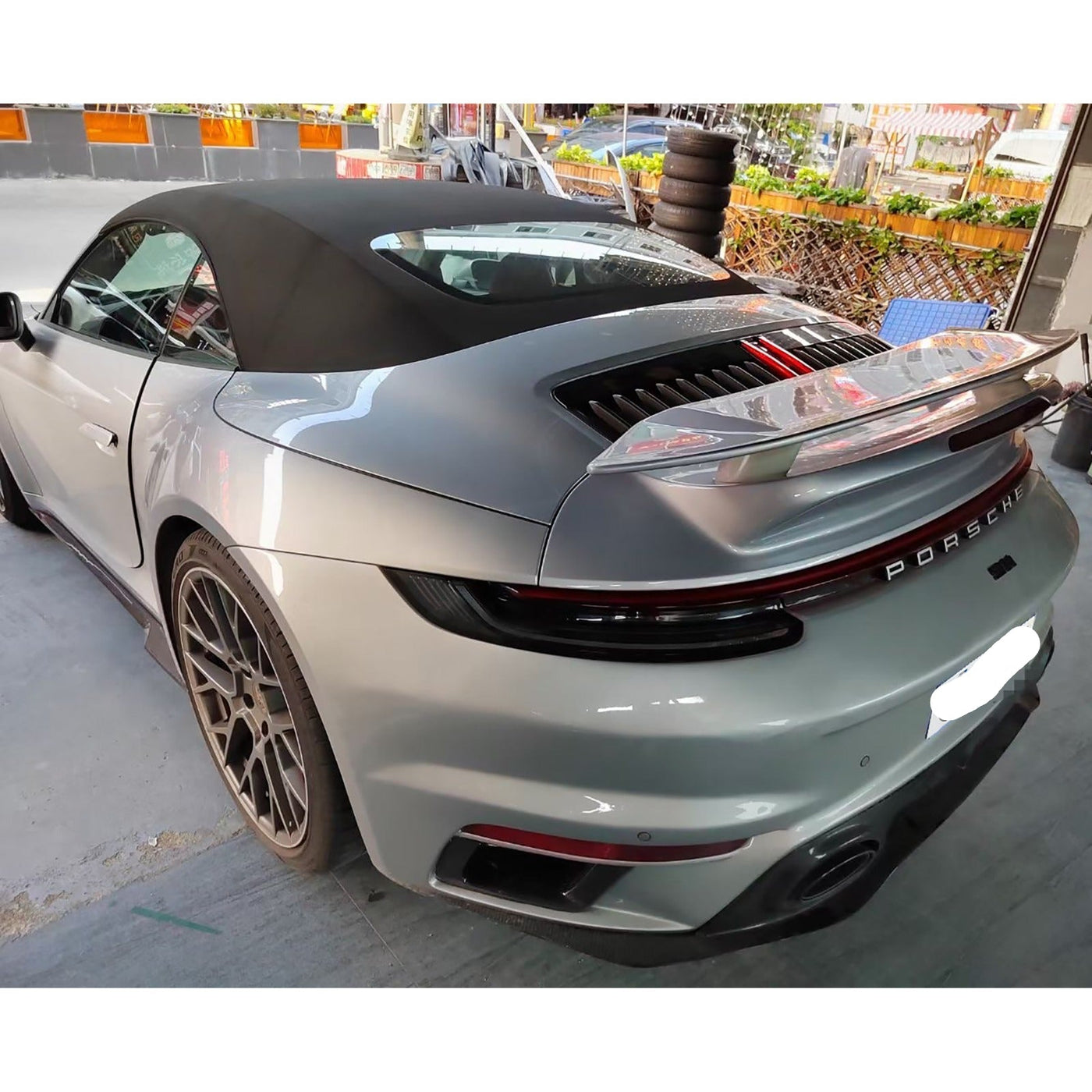 Carbon Fiber Turbo S style Rear Wing w/ Base - Porsche 992 911 Carrera Cabriolet