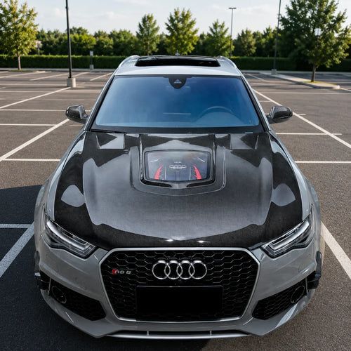 2012-2018 Audi A6/S6/RS6 Glass Engine Cover Carbon Fiber Hood | C7/C7.5