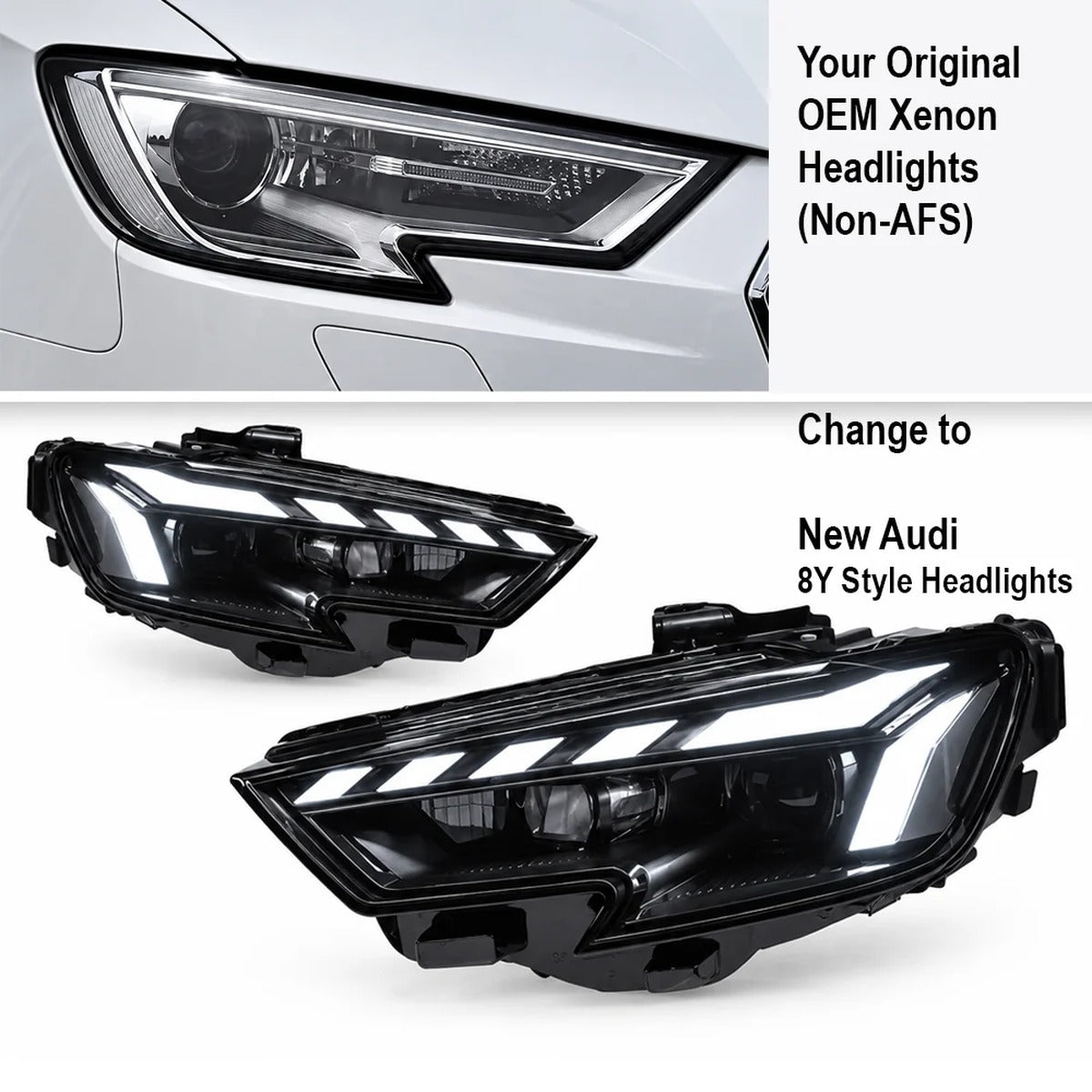 2017-2020 Audi A3/S3 8Y Style LED Headlights | 8V.5