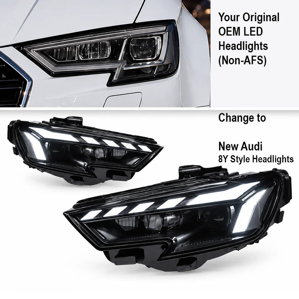 2017-2020 Audi A3/S3 8Y Style LED Headlights | 8V.5