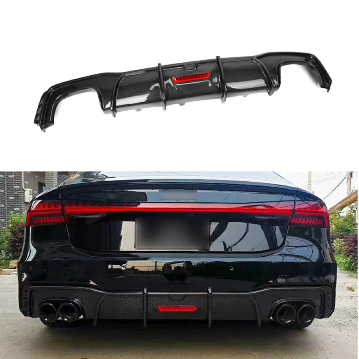 2019+ Audi A7/S7 Carbon Fiber KB Style Diffuser with LED Brake Light | C8 A7/S7