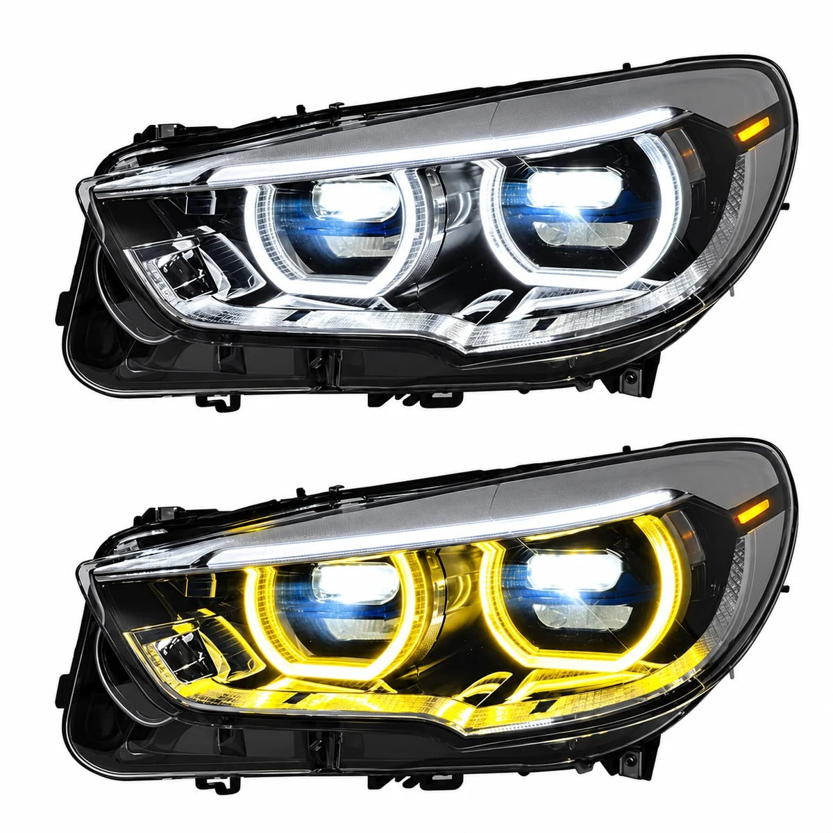 2010-2017 BMW 5-Series Yellow-White DRL LED Headlights | F07