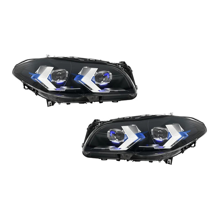 2010-2016 BMW M5/5-Series Yellow-White DRL Snake Eyes Style LED Headlights | F10