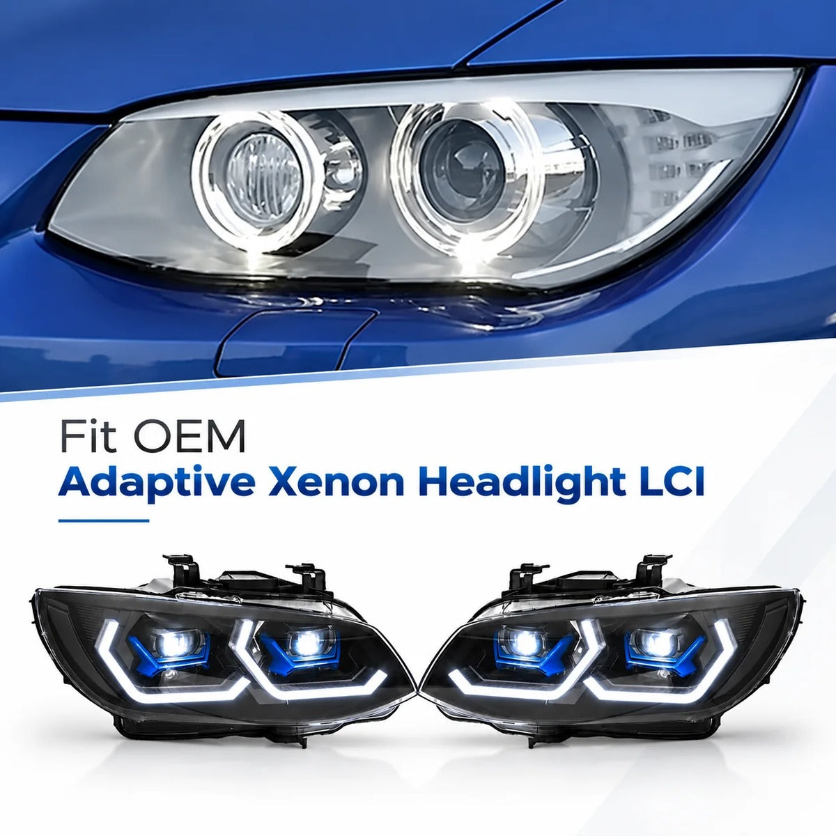 2011-2013 BMW 3-Series/M3 Yellow-White DRL Ikon Style LED Headlights | E92/E93 LCI