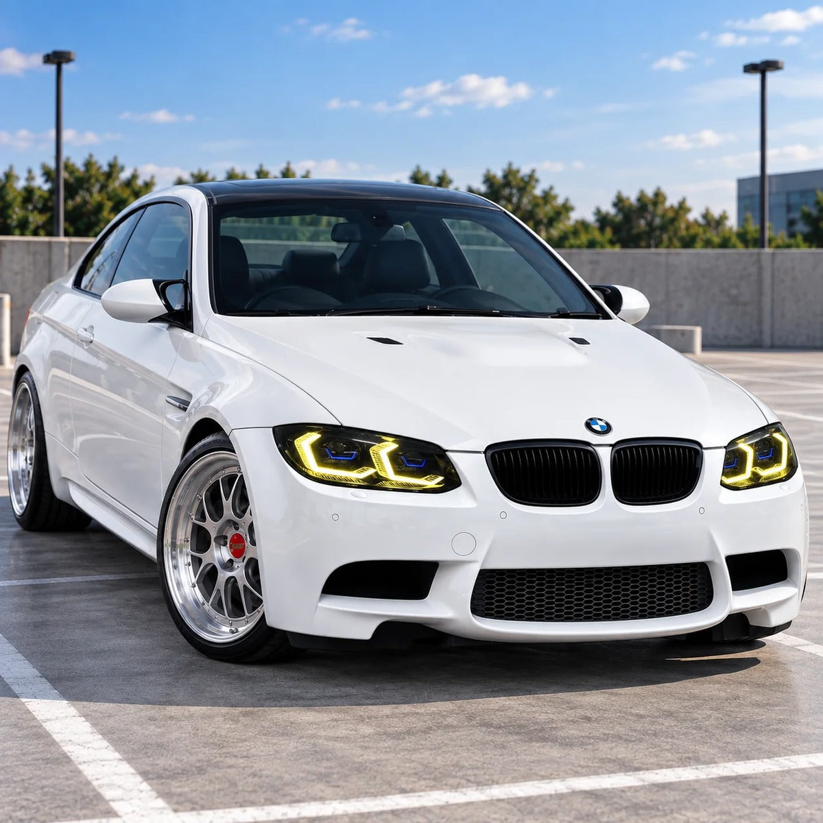 2011-2013 BMW 3-Series/M3 Yellow-White DRL Ikon Style LED Headlights | E92/E93 LCI