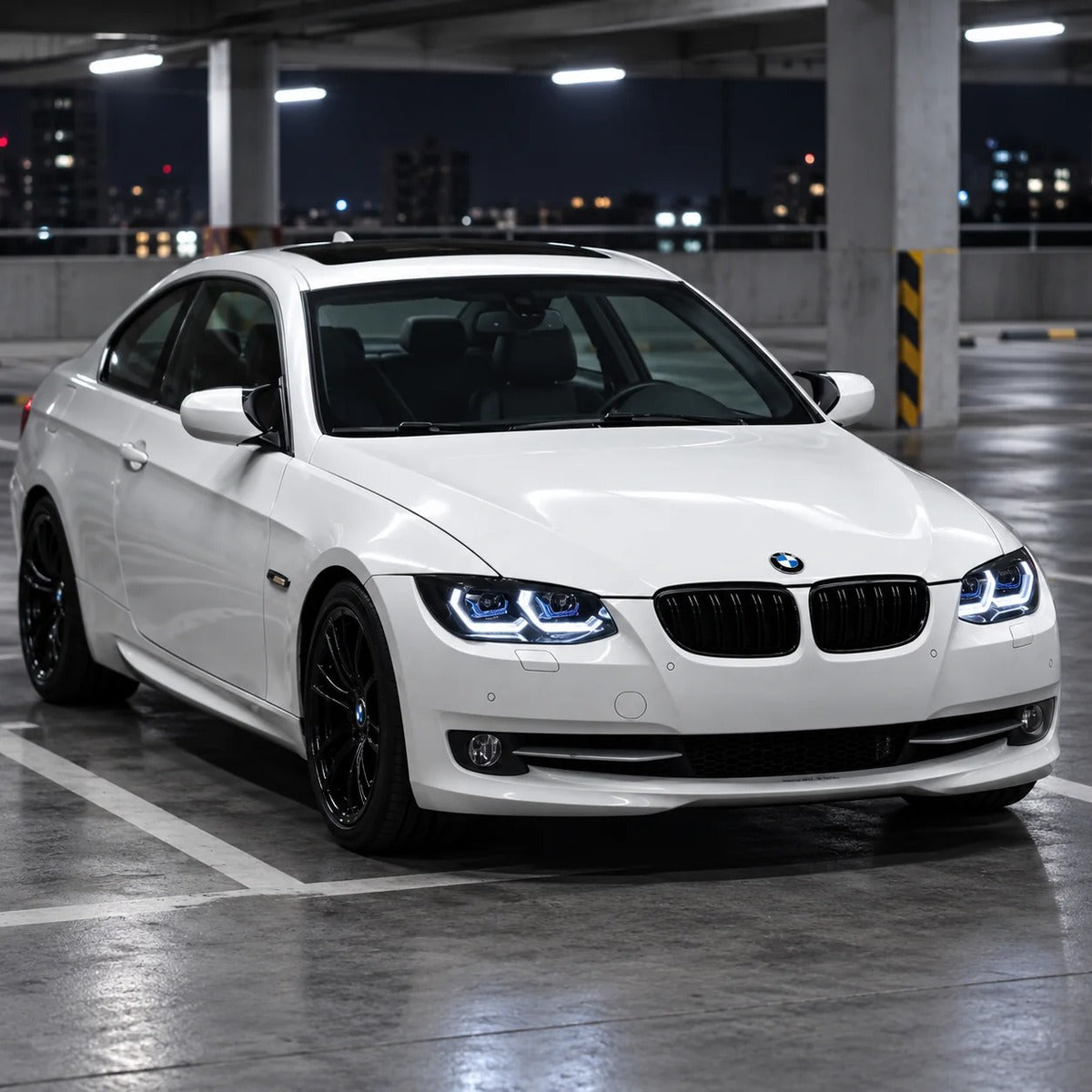 2011-2013 BMW 3-Series/M3 Yellow-White DRL Ikon Style LED Headlights | E92/E93 LCI