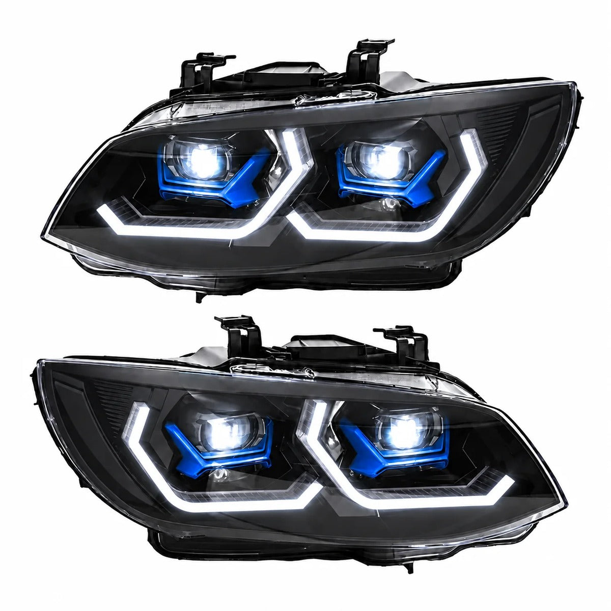 2011-2013 BMW 3-Series/M3 Yellow-White DRL Ikon Style LED Headlights | E92/E93 LCI
