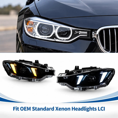 2012-2018 BMW 3-Series Yellow-White DRL Snake Eyes Style LED Headlights | F30