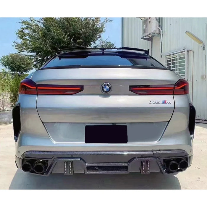 2019-2023 BMW X6M Carbon Fiber LD Style Rear Diffuser with LED Lights | F96