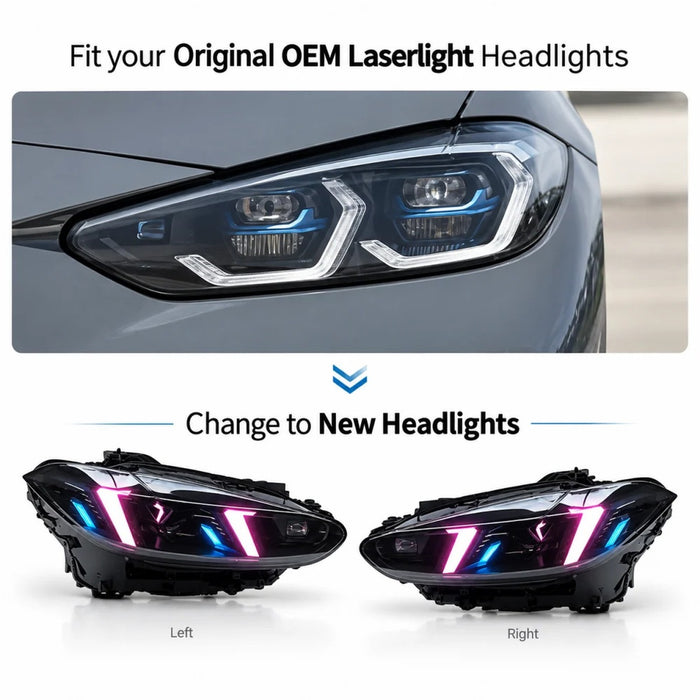 2021-2024 BMW M3/M4/4-Series RGB DRL Snake Eye Style LED Headlights | G80/G82/G83/G22/G23/G26 Pre-LCI