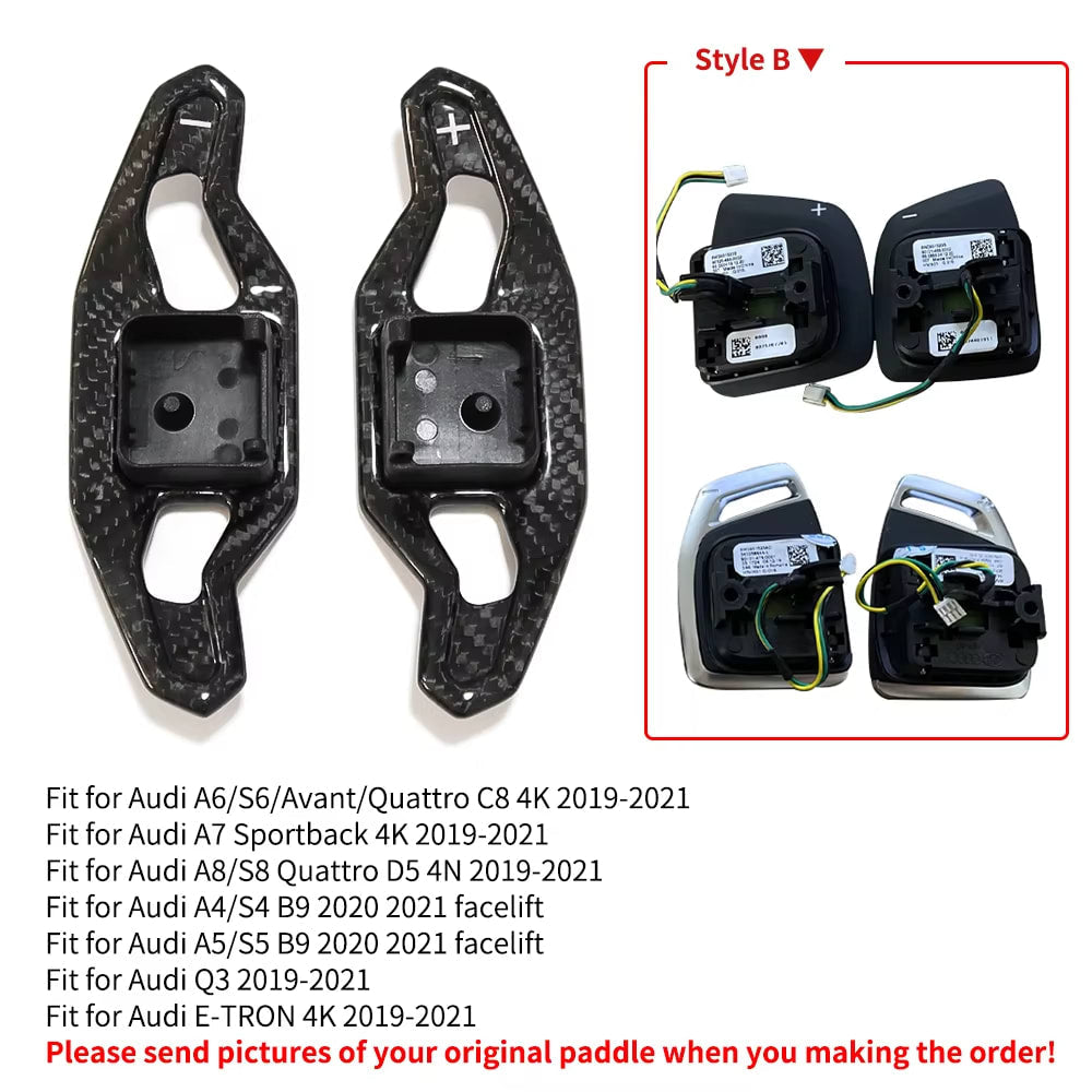 Carbon Fiber Paddle Shifters - lamborghini Urus / Audi A3 S3 RS3 A4 S4 A5 S5 A6 S6 A7 S7 A8 R8 Q3 Q5 Q7 TT TTS TTRS SQ5 B9