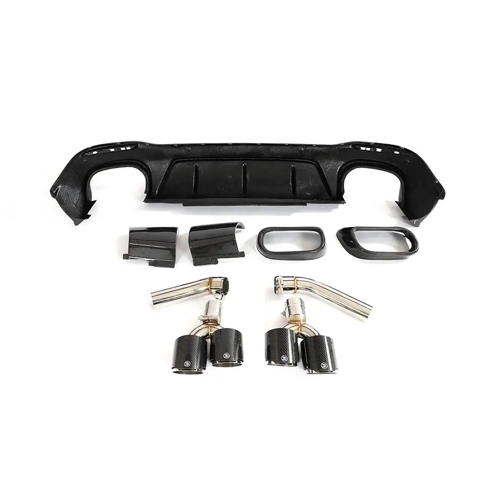 Carbon Rear Bumper Diffuser w/ Exhaust tips - Mercedes Benz W167 GLE350 GLE53 GLE63 AMG Coupe/ SUV