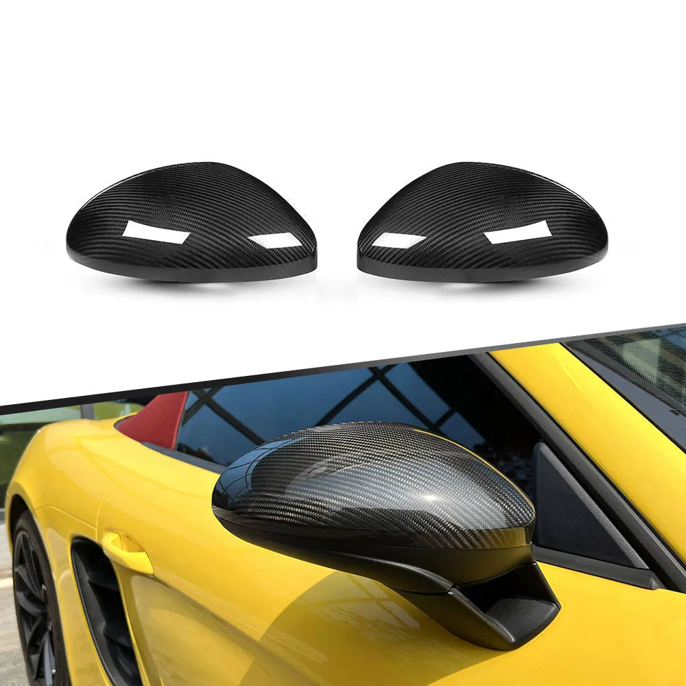 Dry Carbon Fiber Mirror Caps For Porsche 718 Cayman Boxster 2016-2025