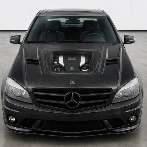 2008-2011 Mercedes C-Class Glass Engine Cover Carbon Fiber Hood | W204/C204