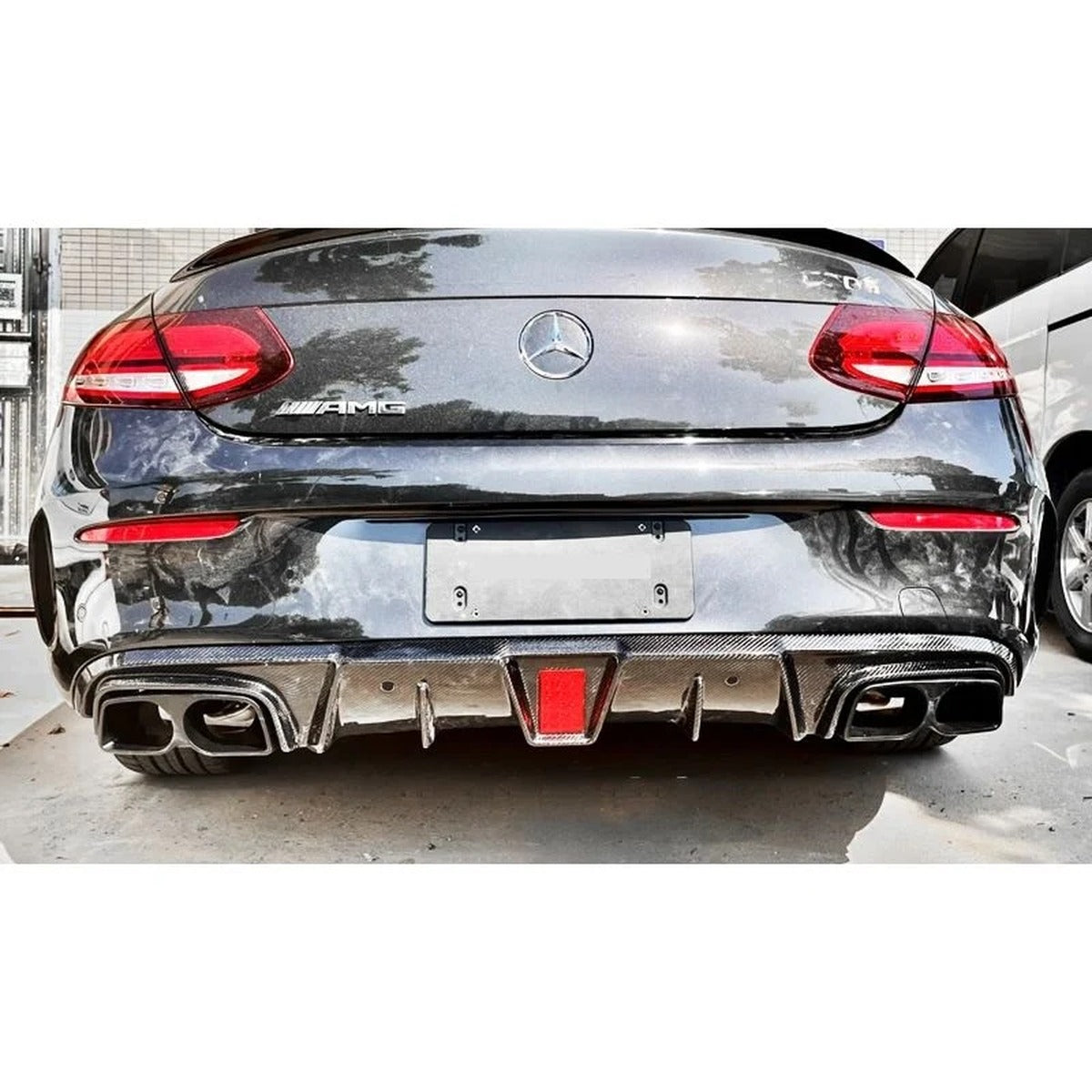 2015-2023 Mercedes-Benz C-Class/C63 AMG Carbon Fiber Rear Diffuser with Brake Light | W205 Coupe