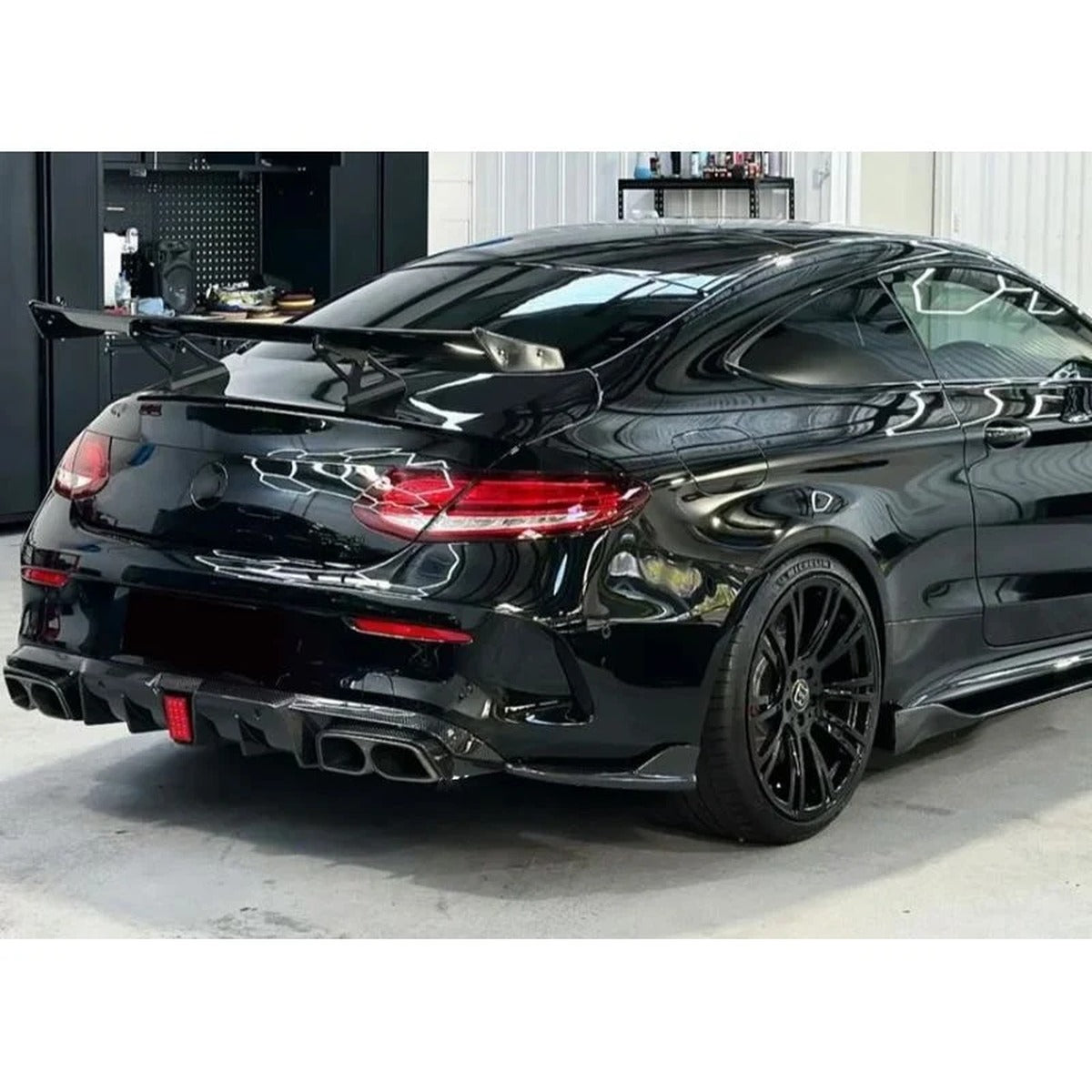 2015-2023 Mercedes-Benz C-Class/C63 AMG Carbon Fiber Rear Diffuser with Brake Light | W205 Coupe