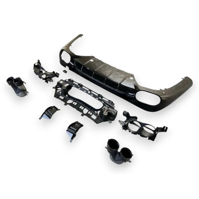 2024+ Mercedes-Benz E-Class Gloss Black Rear Diffuser with Quad Tips | W214